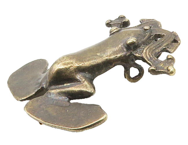 925 Sterling Silver Vintage Ancient Goddess Frog Motif Brooch Pin  BP6603