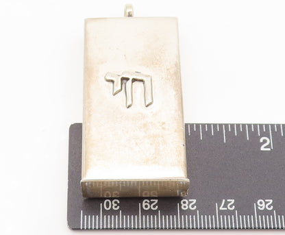 BIER ISRAEL 925 Silver  Vintage Solid Carved Pill Box Pendant (OPENS)  PT22358