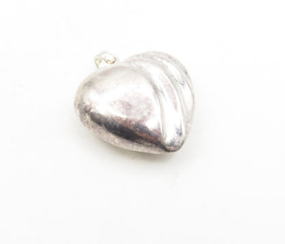 925 Sterling Silver  Vintage Scalloped Puffy Love Heart Drop Pendant  PT6429