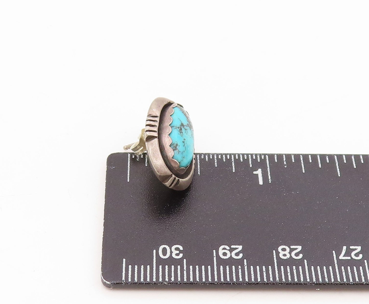 925 Sterling Silver Vintage Earrings NAVAJO ZUNI Gemstone Single Lot EG14306