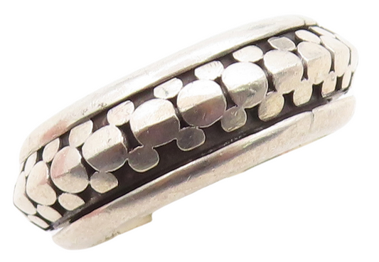 925 Sterling Silver Vintage Ring Solid Dot Effect Carved Spinner  Sz 9  RG31349