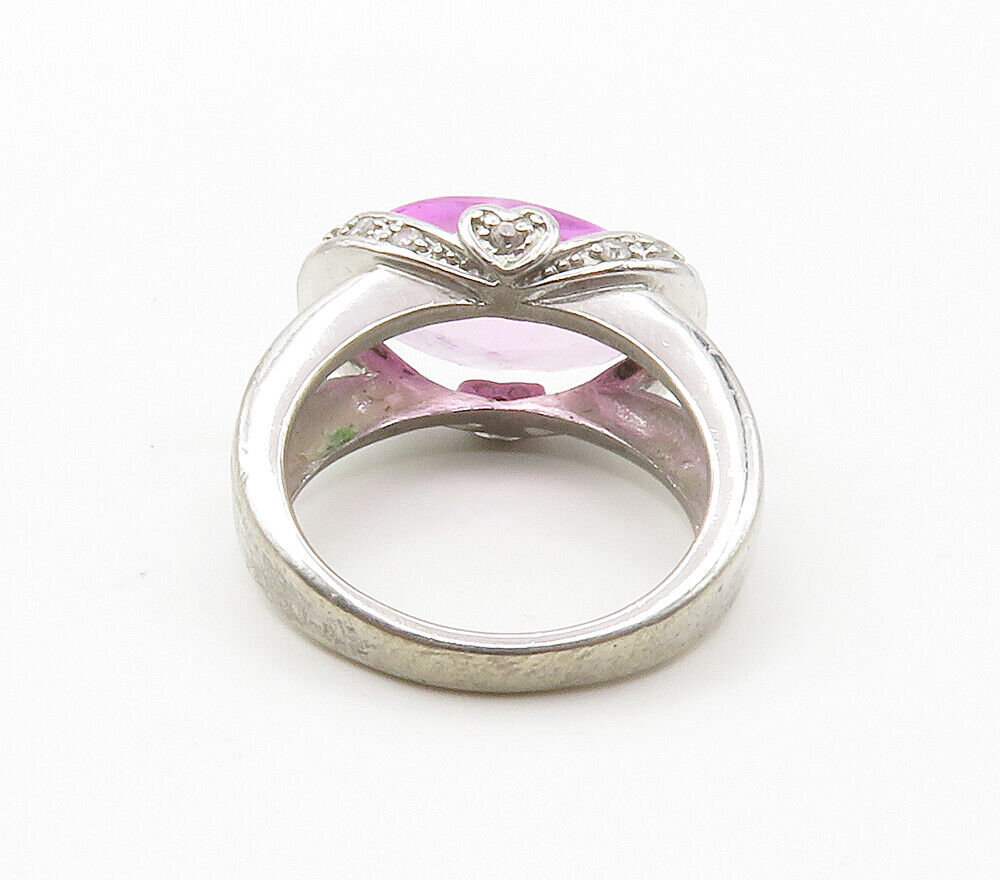 925 Sterling Silver  Faceted Pink Topaz Shiny Cocktail Ring Sz 6.5  RG15339