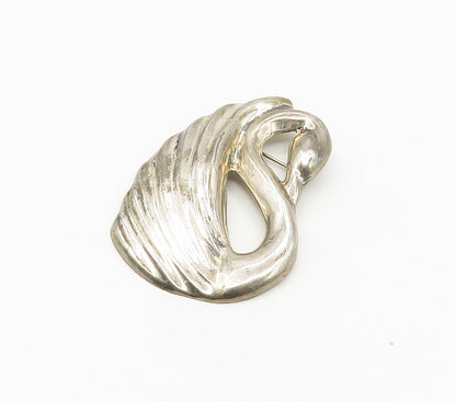 MEXICO 925 Sterling Silver  Vintage Shiny Hollow Swan Motif Brooch Pin  BP6597