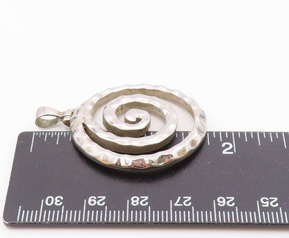 925 Sterling Silver  Vintage Carved Hammered Spiral Drop Pendant  PT21804