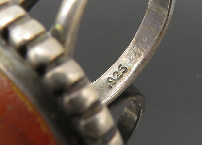 925 Sterling Silver  Vintage Cabochon Cut Amber Cocktail Ring Sz 7  RG22466
