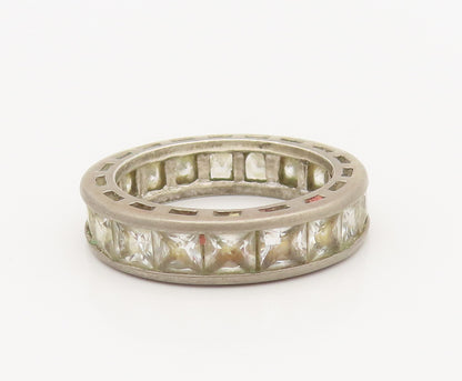 925 Sterling Silver Vintage Ring Minimalist Inlay Topaz 360 Band Sz 9  RG27821
