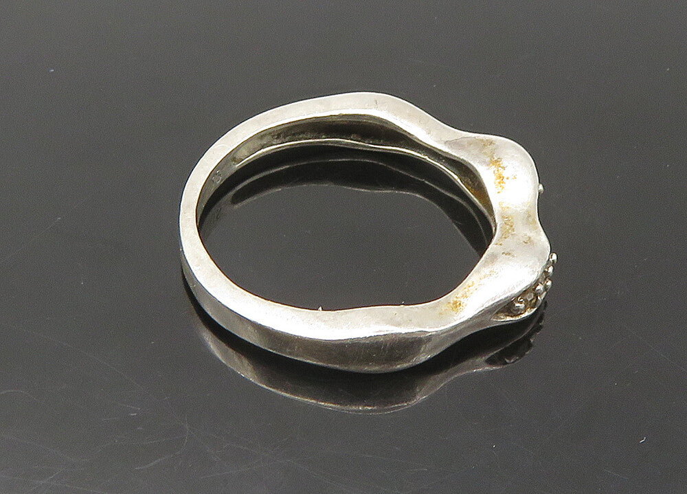 925 Sterling Silver  Vintage Genuine Diamonds Wavy Band Ring Sz 6.5  RG22396