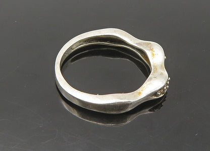 925 Sterling Silver  Vintage Genuine Diamonds Wavy Band Ring Sz 6.5  RG22396