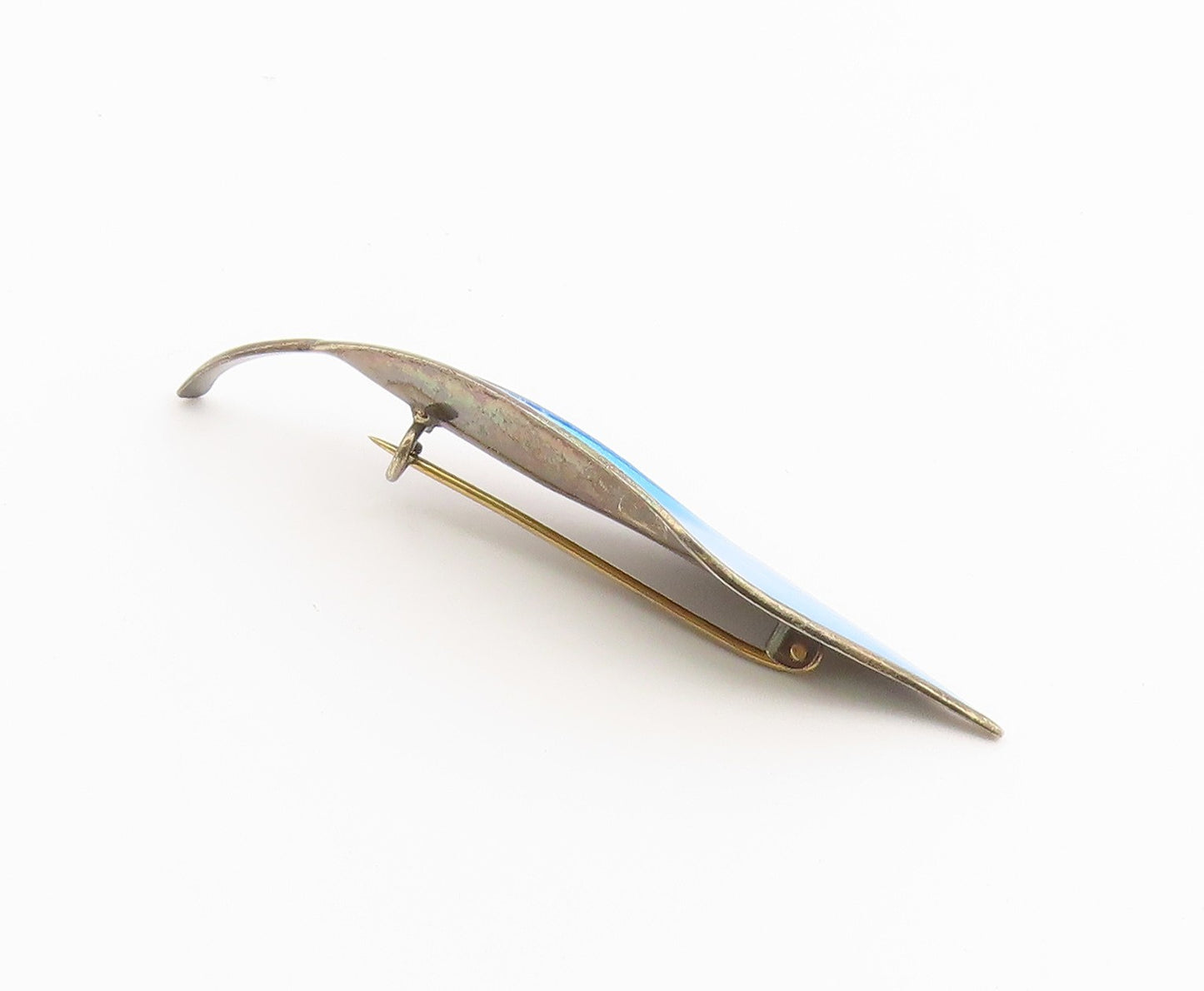 925 Sterling Silver Vintage Brooch Pin DAVID ANDERSEN NORWAY Enamel Leaf BP12664