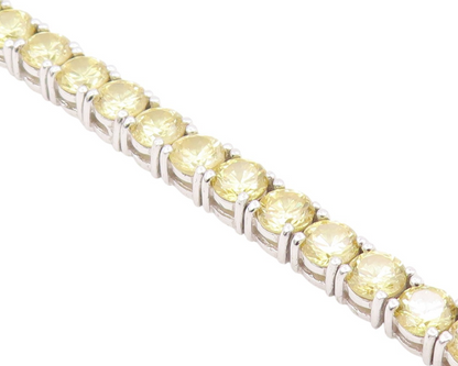 925 Sterling Silver  Vintage Yellow Cubic Zirconia Tennis Bracelet  BT8991