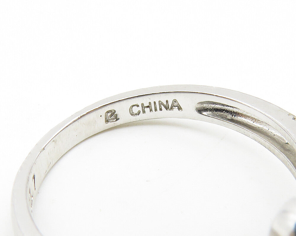 925 Sterling Silver  Shiny Topaz Crossover X Design Band Ring Sz 7  RG10348