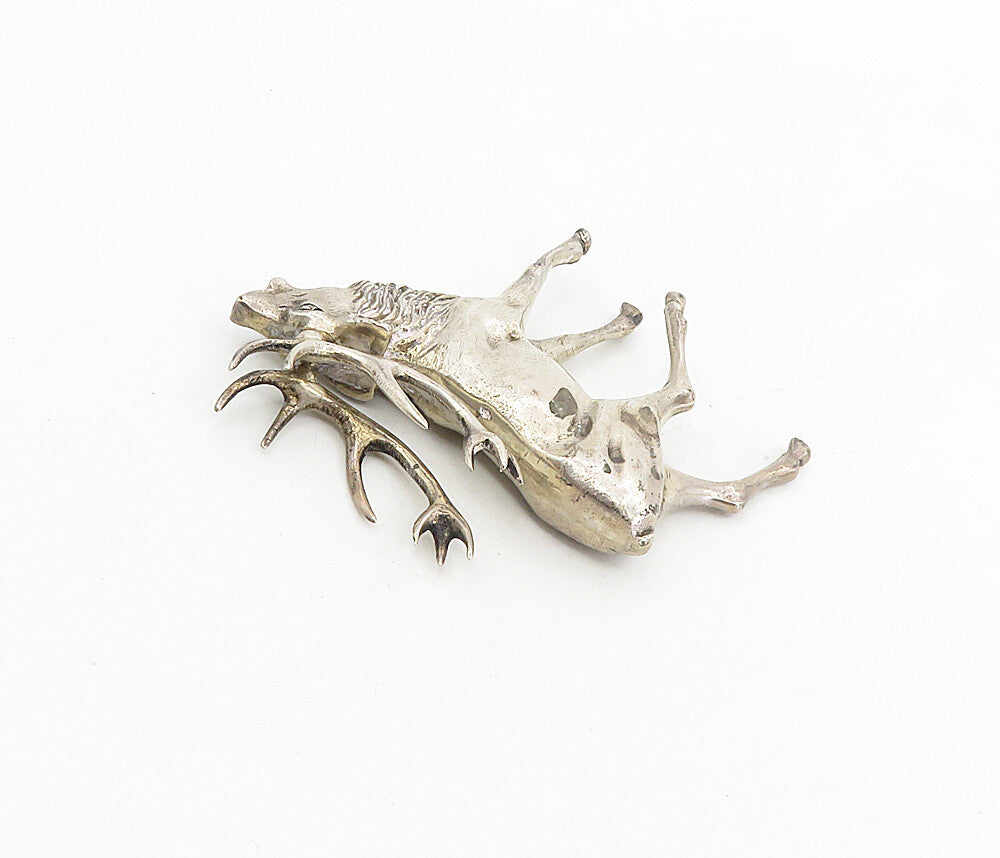 925 Sterling Silver  Vintage Sculpted Reindeer Statue Table Trinket  TR1498