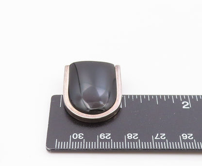 925 Sterling Silver  Vintage Black Onyx Modernish UShape Pendant  PT14014