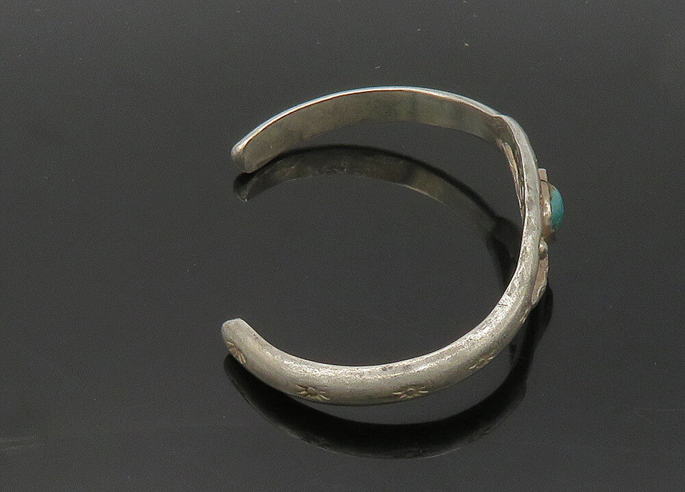 NAVAJO 925 Sterling Silver  Vintage Antique Turquoise Cuff Bracelet  BT7991