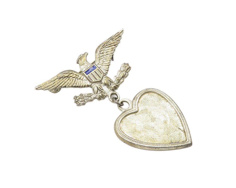 925 Sterling Silver  Vintage United States Navy Love Heart Brooch Pin  BP4197