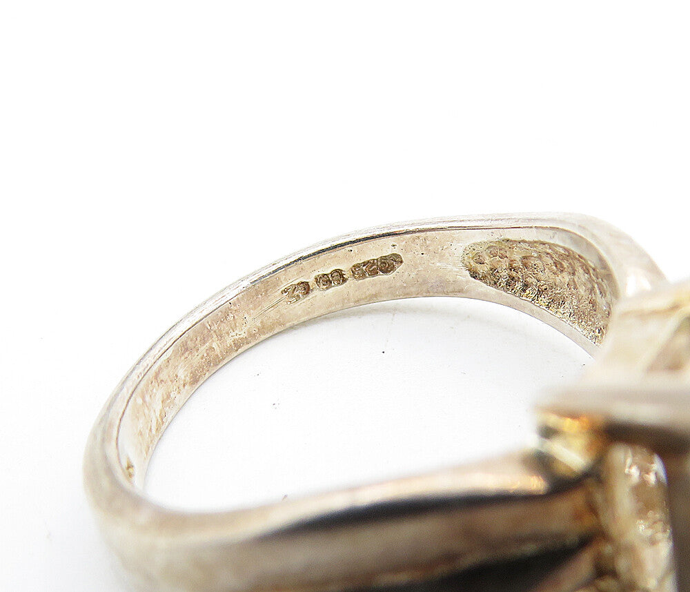 KOREA 925 Silver  Vintage Prong Set Cubic Zirconia Solitaire Ring Sz 7  RG5794