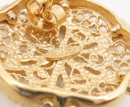 925 Sterling Silver Vintage Earrings Gold Plated Intricate Floral Studs  EG13966