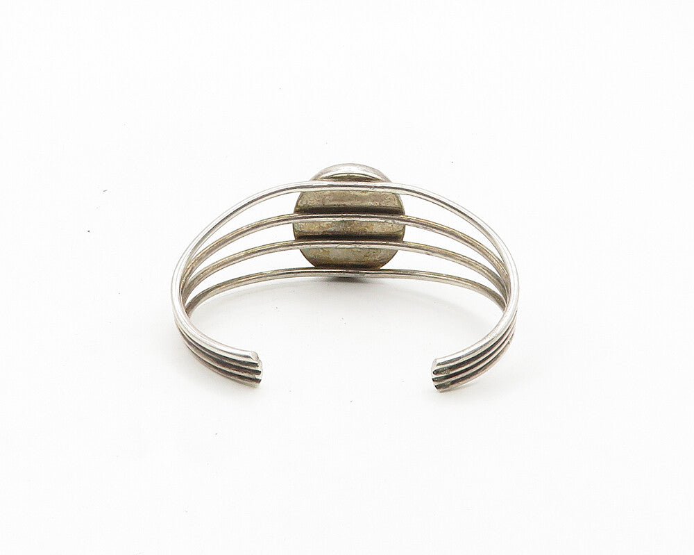 DW NAVAJO 925 Silver  Vintage Blue Agate Split Shank Cuff Bracelet  BT7537