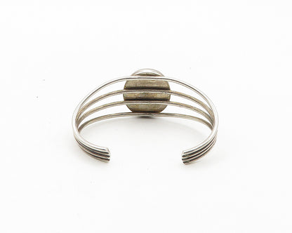 DW NAVAJO 925 Silver  Vintage Blue Agate Split Shank Cuff Bracelet  BT7537