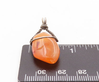 925 Sterling Silver Vintage Pendant Modernist Twisted Wire Gemstone  PT23603