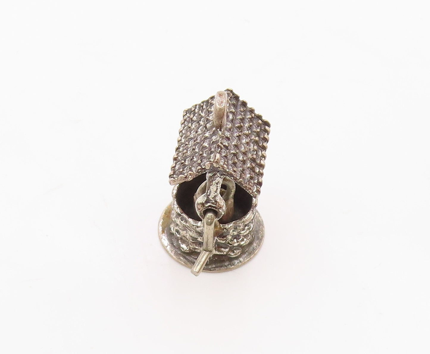 BEAU 925 Silver  Vintage Antique Wishing Water Well Drop Pendant  PT21718