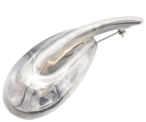 ZINA 925 Sterling Silver  Vintage Modernist Swirl Smooth Brooch Pin  BP5604