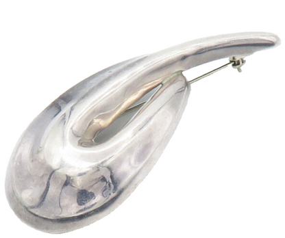 ZINA 925 Sterling Silver  Vintage Modernist Swirl Smooth Brooch Pin  BP5604