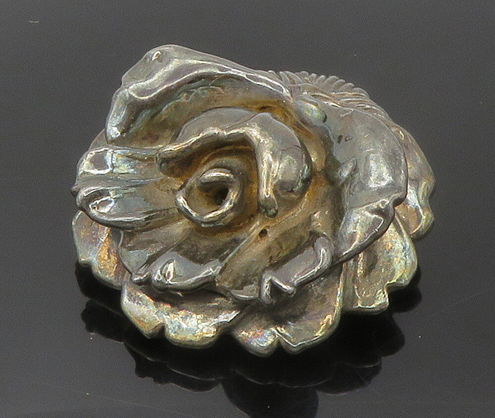 ISRAEL 925 Sterling Silver  Vintage Dark Tone Hollow Flower Brooch Pin  BP5979