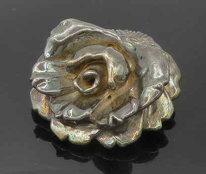 ISRAEL 925 Sterling Silver  Vintage Dark Tone Hollow Flower Brooch Pin  BP5979