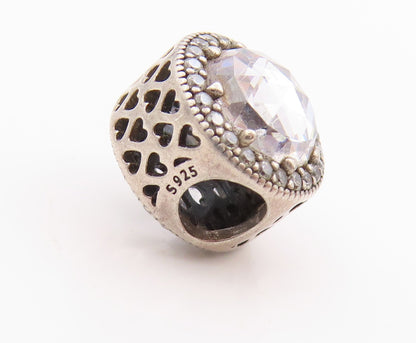 925 Sterling Silver Vintage Pendant PANDORA Round Sparkling CZ Charm  PT24849