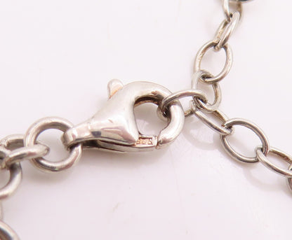 925 Sterling Silver Vintage Bracelet Genuine Diamonds Love Heart Chain  BT11854