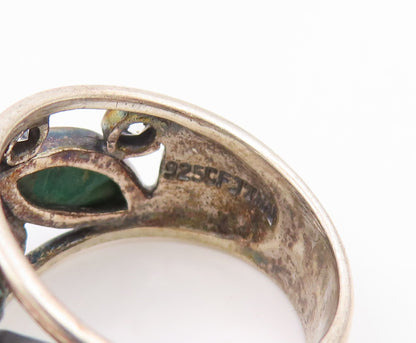 925 Sterling Silver Vintage Ring Classic Multi Gemstone Band  Sz 7.5  RG36063