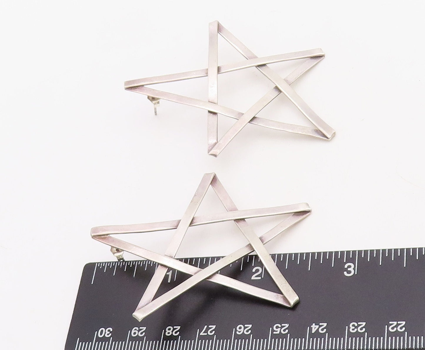 925 Sterling Silver Vintage Earrings MEXICO Solid Large Cutout Star  EG13238