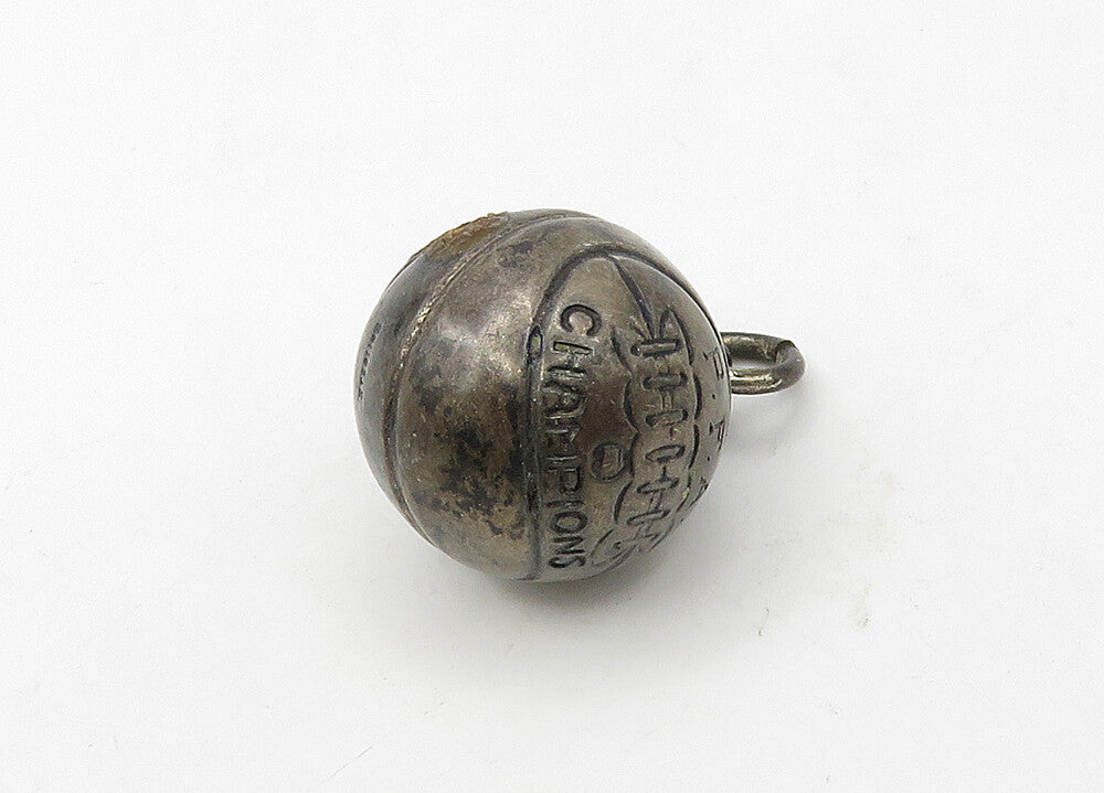 925 Sterling Silver  Vintage Antique Basketball Sports Motif Pendant  PT17220