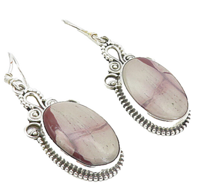 925 Sterling Silver  Vintage Agate Shiny Swirl Detail Dangle Earrings  EG3623
