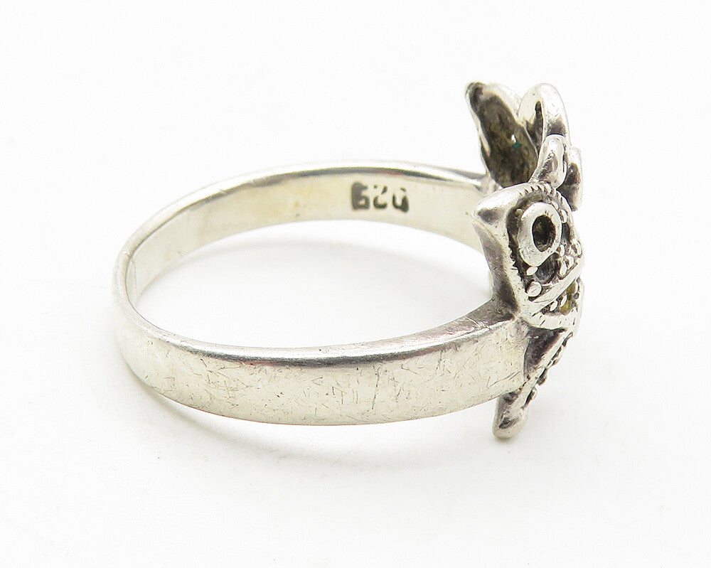 925 Sterling Silver   Vintage Butterfly Motif Smooth Band Ring Sz 7  RG11634