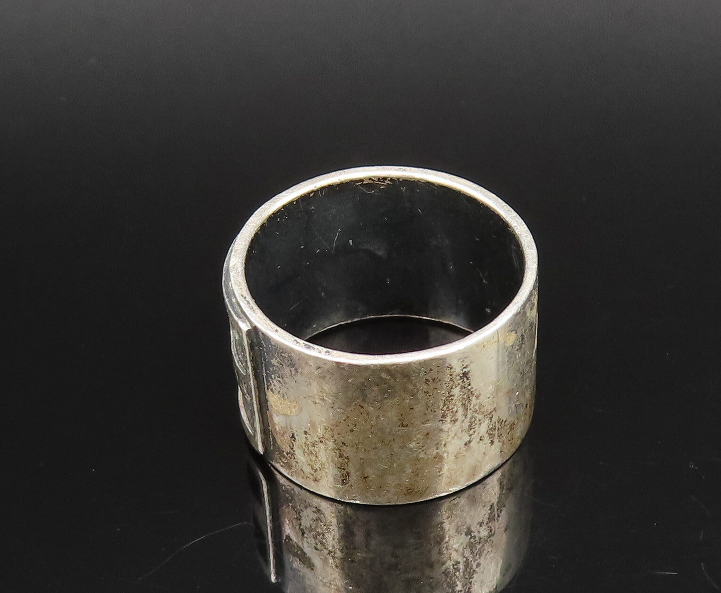 925 Sterling Silver  Vintage Carved Multi Shape Band Ring Sz 7.5  RG25927