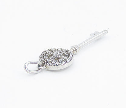 925 Sterling Silver  Shiny Petite Topaz Open Peace Sign Key Pendant  PT6212
