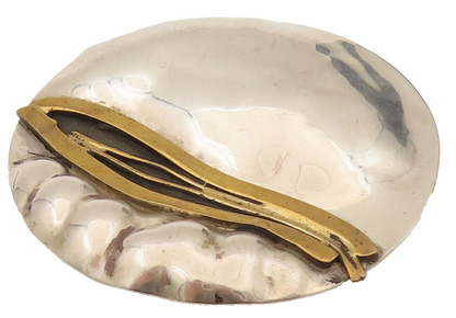 SACHS 925 Sterling Silver Vintage Two Tone Round Modernist Brooch Pin BP10218