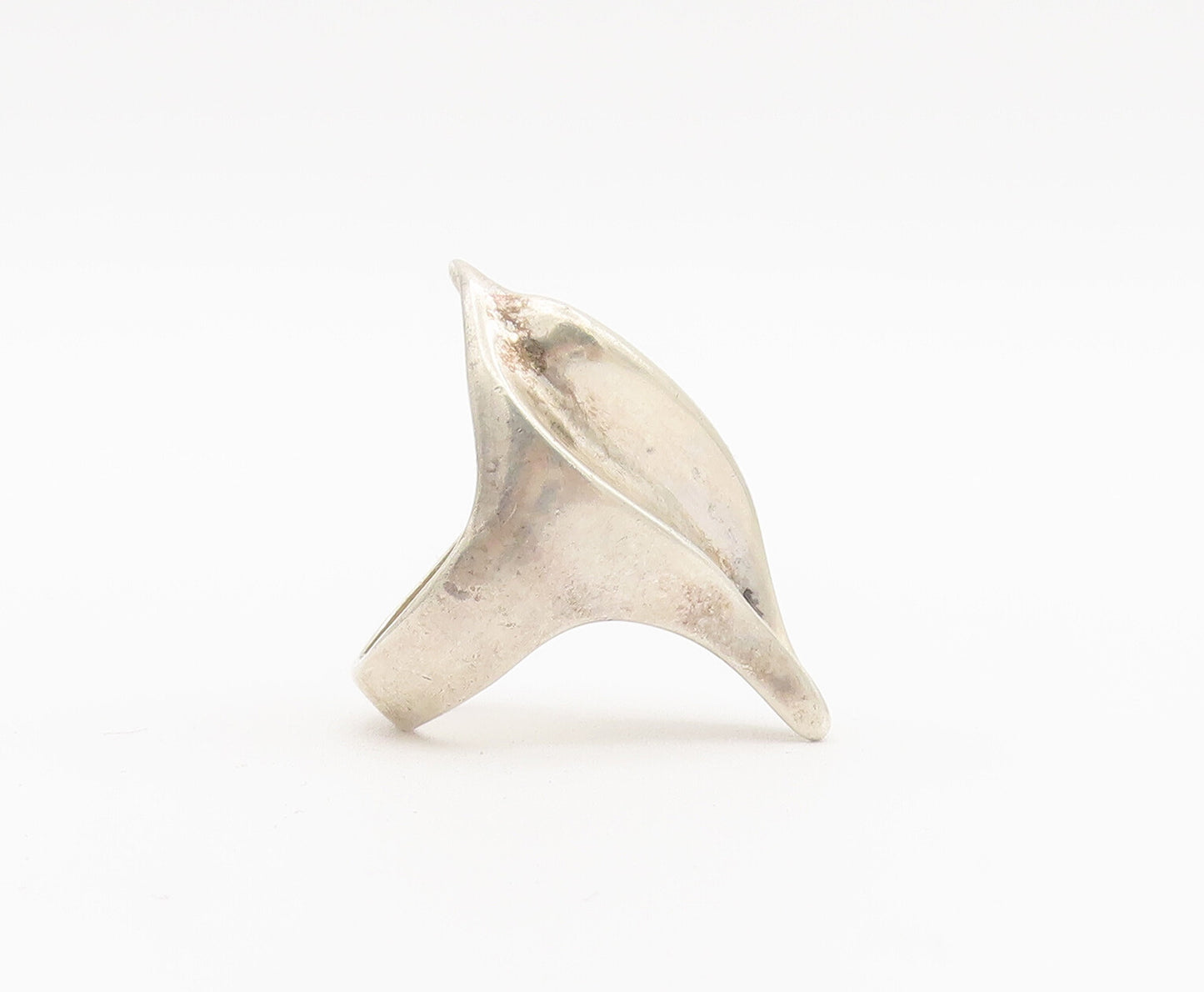 925 Sterling Silver Vintage Ring Solid Swirly Carved Broad Ring  Sz 7  RG27965