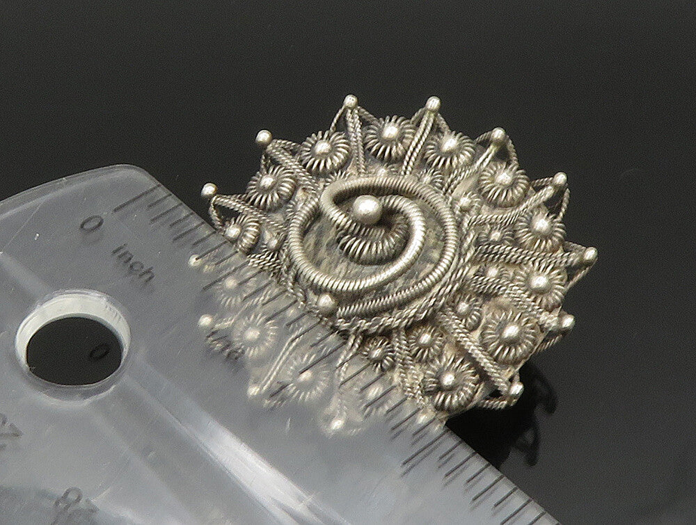 SIAM 925 Sterling Silver  Vintage Twisted Swirl & Beads Brooch Pin  BP9446