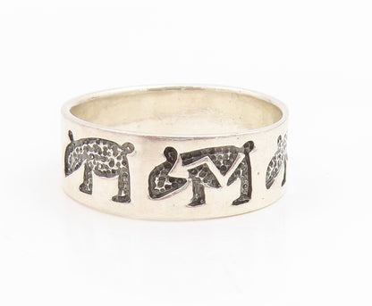 925 Sterling Silver Vintage Ring Engraved Coyote Motif Band  Sz 13.5  RG34955