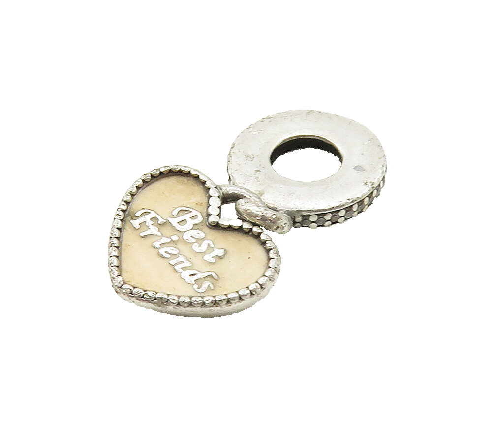 PANDORA 925 Sterling Silver  Vintage Best Friends Love Heart Pendant  PT12493