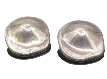 MEXICO 925 Sterling Silver  Vintage Smooth Hollow Non Pierce Earrings  EG6267