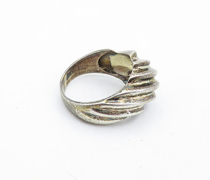 925 Sterling Silver  Vintage Dark Tone Fluted Dome Band Ring Sz 7  RG5872