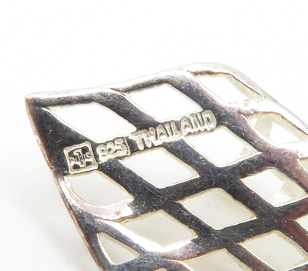 925 Sterling Silver  Shiny Cutout Folded Design Dangle Earrings  EG7571