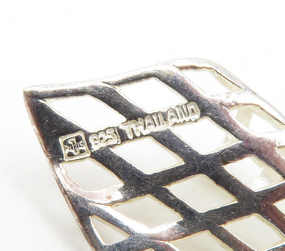 925 Sterling Silver  Shiny Cutout Folded Design Dangle Earrings  EG7571