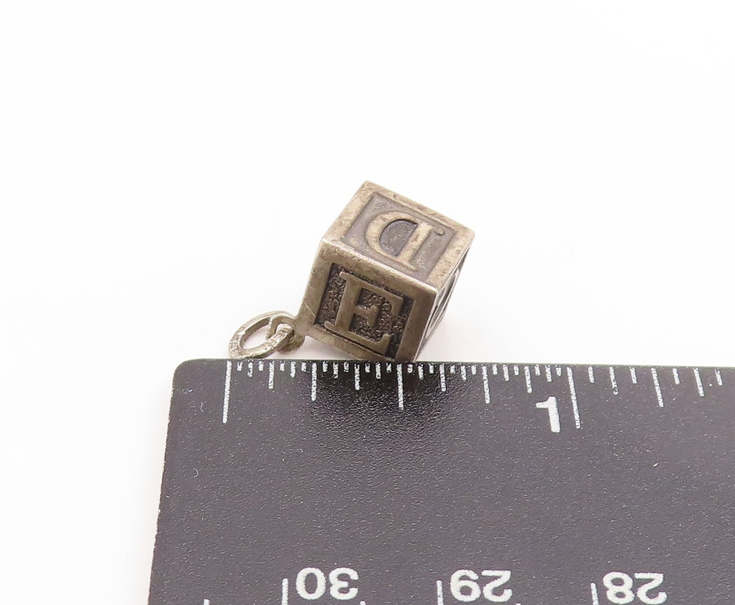 925 Sterling Silver Vintage Pendant BEAU Alphabet Letters Block Charm  PT25000