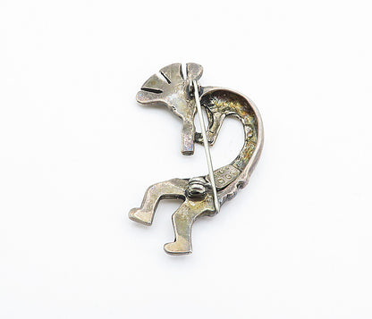 GLENN SANDOVAL NAVAJO 925 Silver  Vintage Kokopelli Dancer Brooch Pin  BP2813