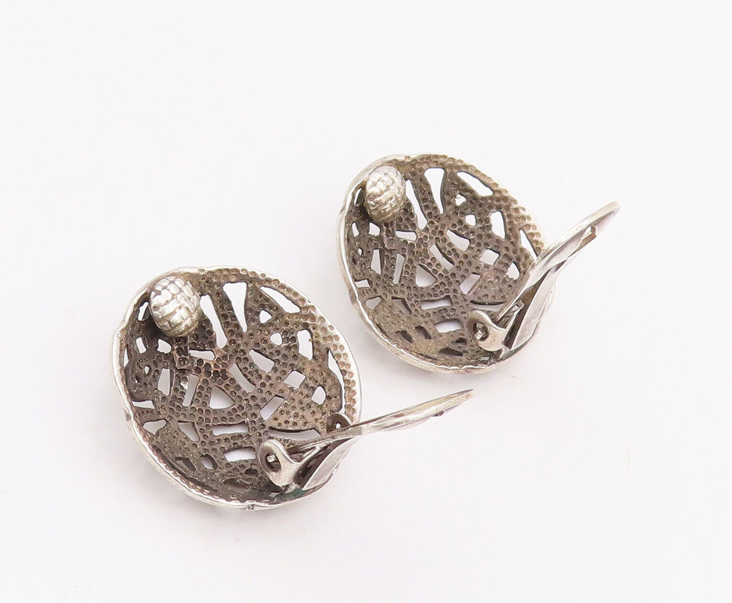 925 Sterling Silver Vintage Earrings Round Cutout Celtic Knot Design  EG13090